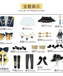 Jeu Genshin Impact Cosplay Costume Ensemble Complet Avec Chapeau Fontaine Navia Cosplay Chaussures Robe Tenue Uniforme