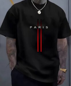 T-shirt Urban "Paris Métropole" – Coupe Oversize et Double Bande Rouge Contrastée
