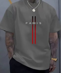 Alternative view of T-shirt Urban "Paris Métropole"  – Coupe Oversize et Double Bande Rouge Contrastée
