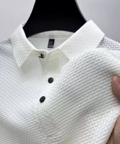 Alternative view of Polo "Architect" Noir Anthracite – Maille Gauffrée 3D et Finitions Minimalistes