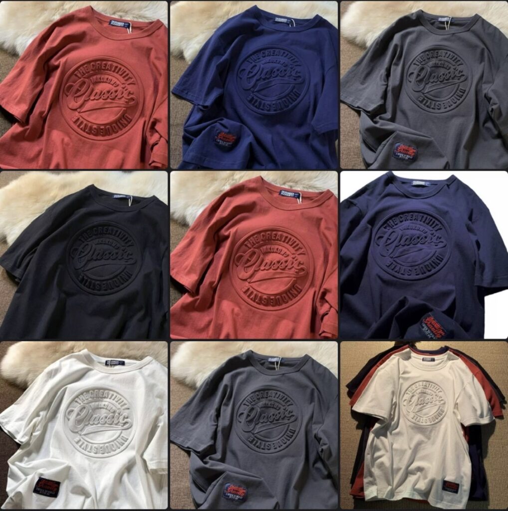 T-shirts Oversize à Motif Labyrinthe en Relief Texturé
