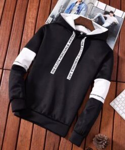 Hoodie Urban "Linear" – Sweat à Capuche Bicolore avec Cordons Typographiques