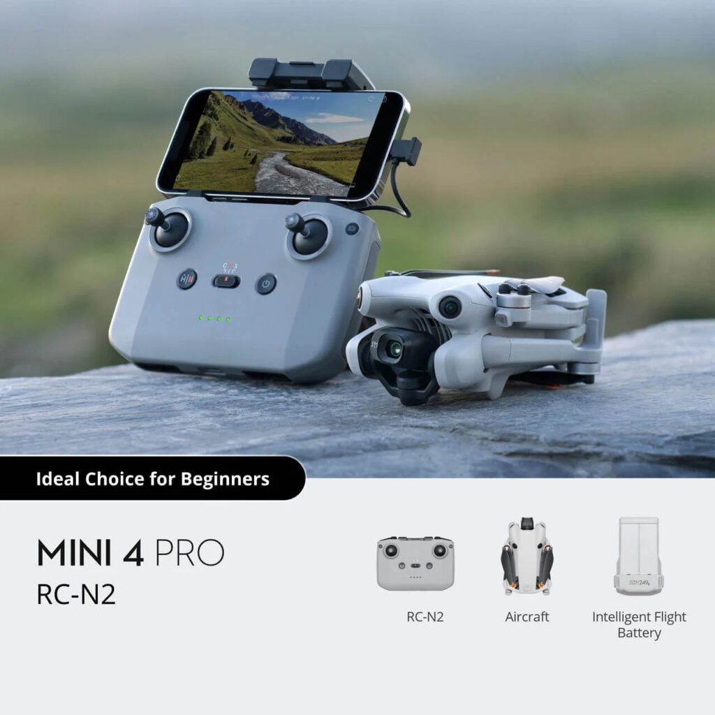 Drone DJI Mini 4 Pro RC N2 3 Batteries , 2 ligne de conversion , 1 sac de rangement, Professional Outdoor Aerial Photography 8K Outdoor Camera Flying Drone