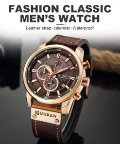 CURREN 8291 Montre Homme Mode Quartz Analogique Numérique Cuir Sport Décontractée Étanche 2021
