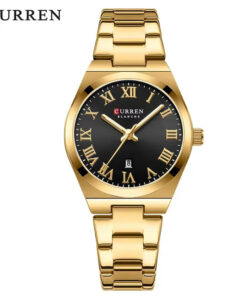 Montre Quartz Originale Curren 9095 à Cadran Romain pour Femme, Montre Élégante pour Dames en Acier Inoxydable, Étanche, Couleur Bourgogne