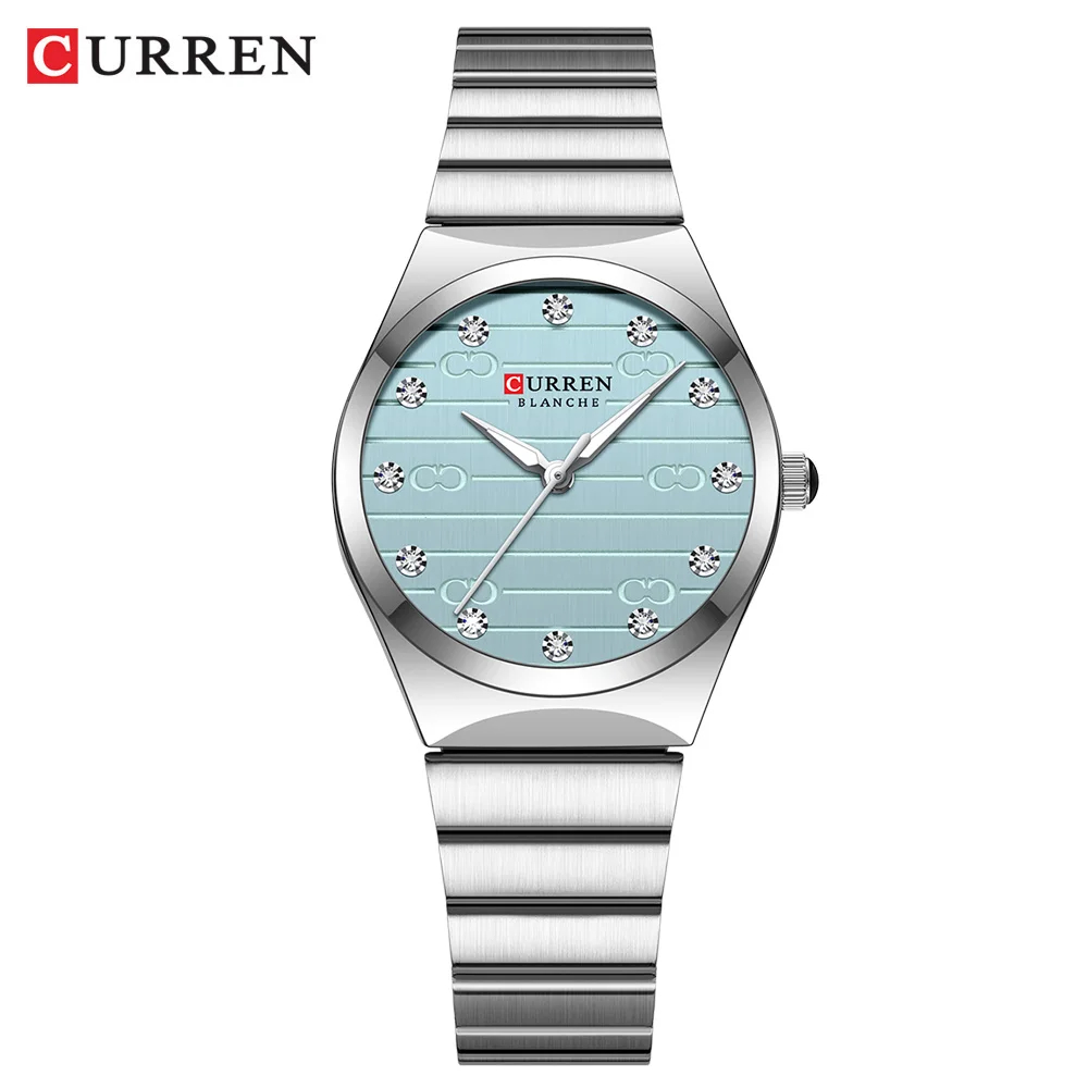 Montre CURREN 9110 Tendance, Montre-Bracelet Femme de Bonne Qualité, Mouvement à Quartz, Étanche 3 ATM, Aiguilles Lumineuses, Bracelet en Acier Inoxydable