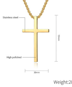 Collier pendentif croix pour hommes en acier inoxydable, bijoux hip-hop tendance en gros, chaîne longue hip-hop hautement polie, petit modèle pour garçons