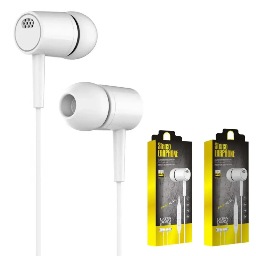 3.5mm casque filaire D21 dans l'oreille casque filaire écouteurs avec Microphone basse stéréo écouteurs sport contrôle en ligne pour téléphones