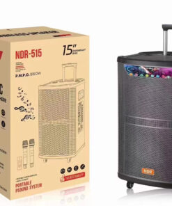 Haut-parleur Karaoké sans Fil NDR-515 Professionnel Grande Puissance 15 Pouces BT Stéréo HIFI en Bois avec Micro, sur Chariot, pour Fêtes et Scènes, avec Basses Puissantes