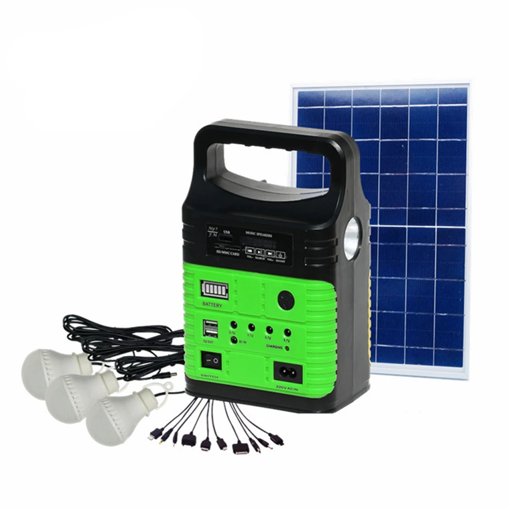 Station d'alimentation solaire portable, kit d'urgence, batterie lithium-ion, radio solaire externe alimentée par l'énergie solaire, lampe torche, lumière