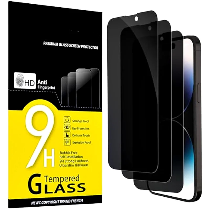 Protection d'écran en verre trempé 2.5D anti-espion haute performance 2025 pour iPhone 17 16 14 15 Pro Max