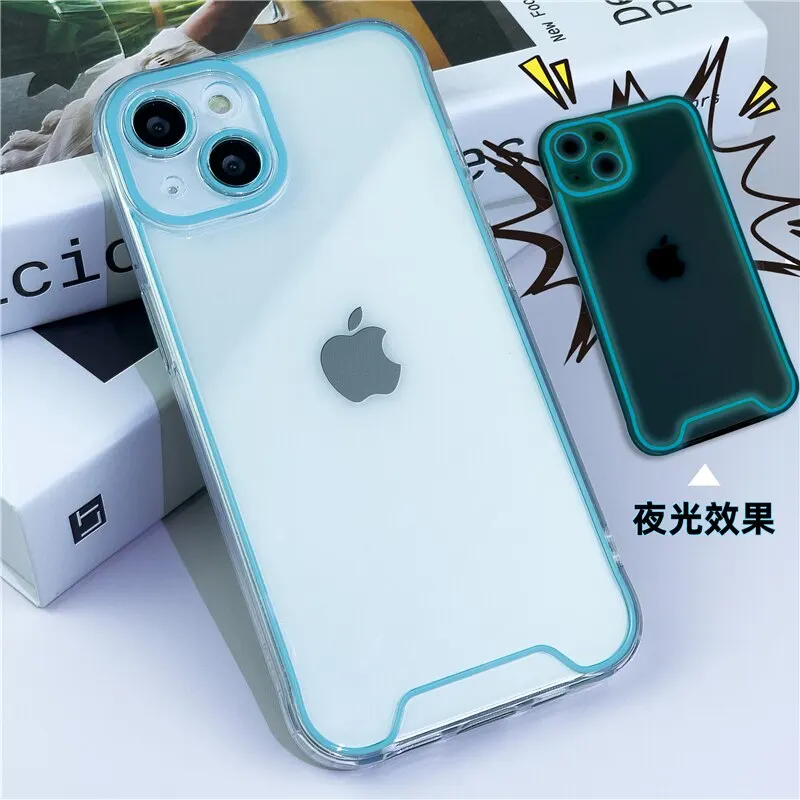 Coque Arrière Lumineuse Phosphorescente en Silicone Souple pour iPhone 17 16 15 14 13 12 11 Pro Max