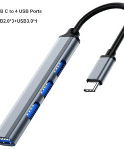 Hub USB 3.0 à 4 Ports d'Usine, Adaptateur Multi-Séparateur Type-C vers USB, Hub OTG Type-C pour Téléphone et Accessoires Informatiques