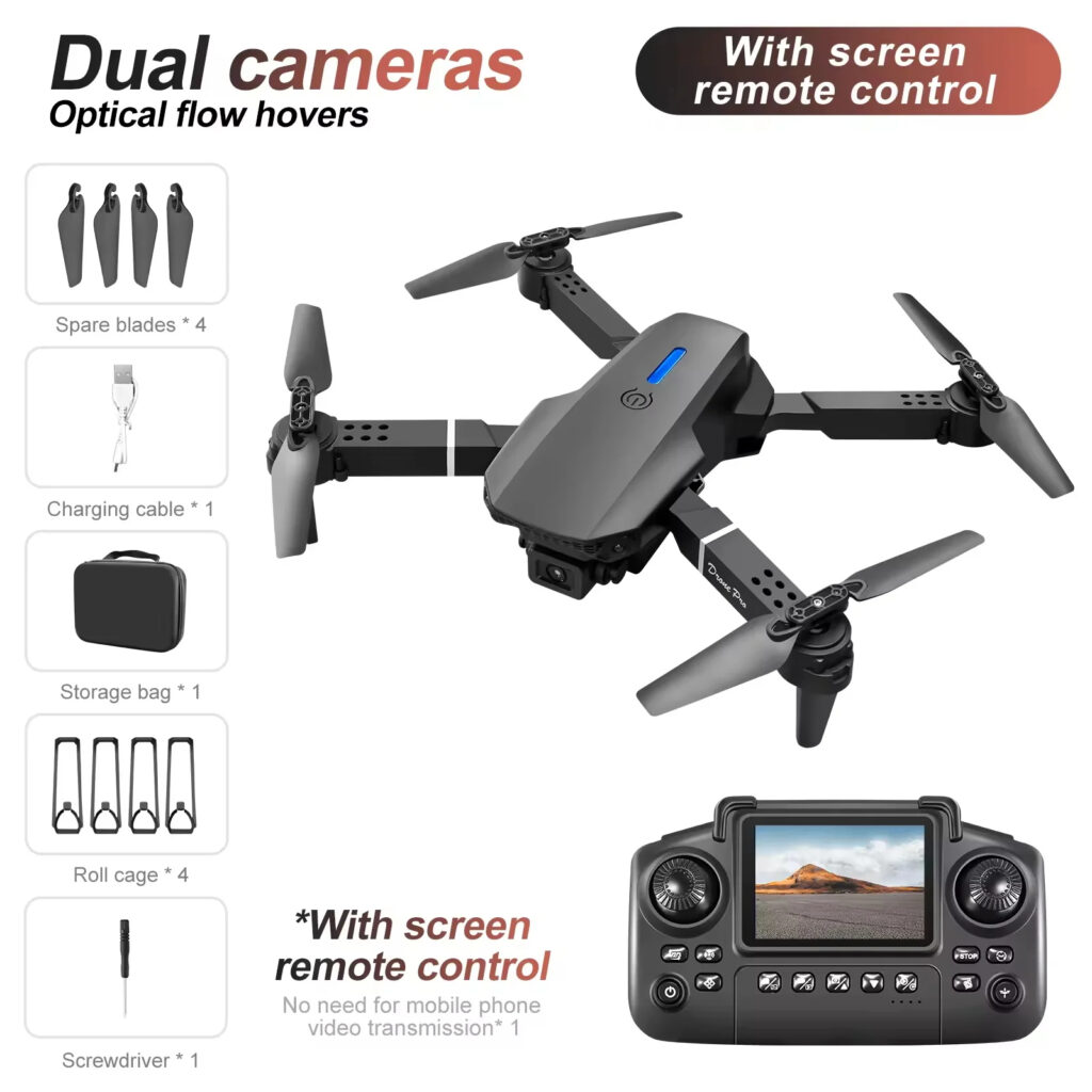 Nouveau drone E88 Pro Max pas cher avec télécommande à écran, caméra double 4K HD, hélicoptère pliable, mini drone pour débutants