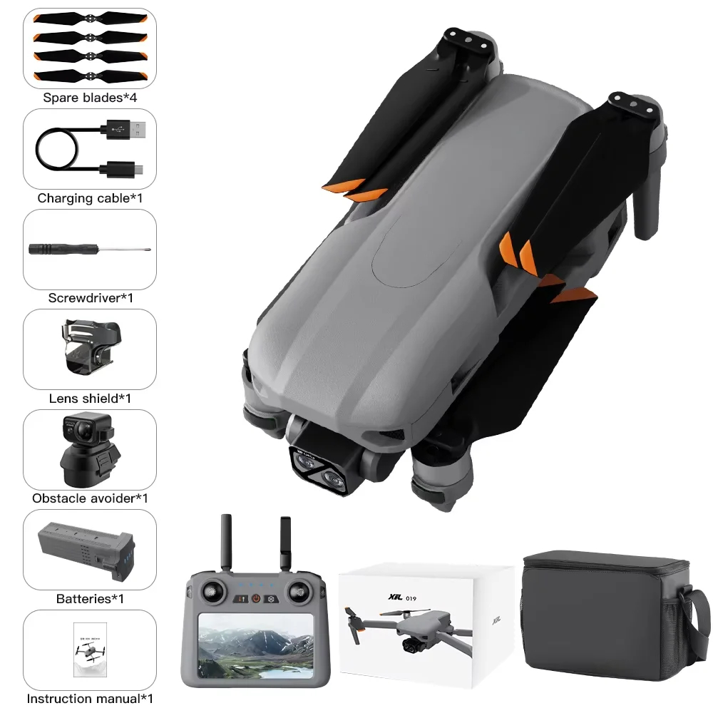 XIL019 Drone RC Professionnel 4K HD GPS Moteur Brushless Cardan Stabilisateur 3 Axes Évitement d'Obstacles avec Deux Caméras