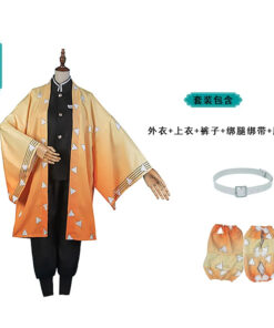 Alternative view of Costume de cosplay Agatsuma Zenitsu pour adultes et enfants, uniforme kimono, costumes de fête d'Halloween
