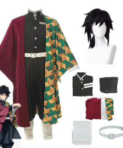 Alternative view of Costume de cosplay d'anime Kimetsu No Yaiba Tomioka Giyuu, uniforme, costumes, perruque, enfant, adulte, fête