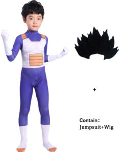 Alternative view of Meilleur prix pour les costumes de Vegeta, combinaisons pour adultes et enfants, costumes de carnaval, cosplay d'anime, costumes de fête, queue, perruque, bleu, déguisement du Nouvel An
