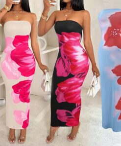 Balle de 100 pièces de robe maxi bustier "Florence" – Élégance florale et coupe près du corps