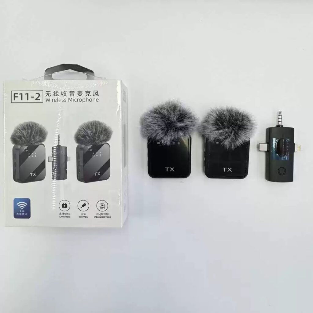 Microphone cravate sans fil F11-2 pour conférence avec suppression du bruit