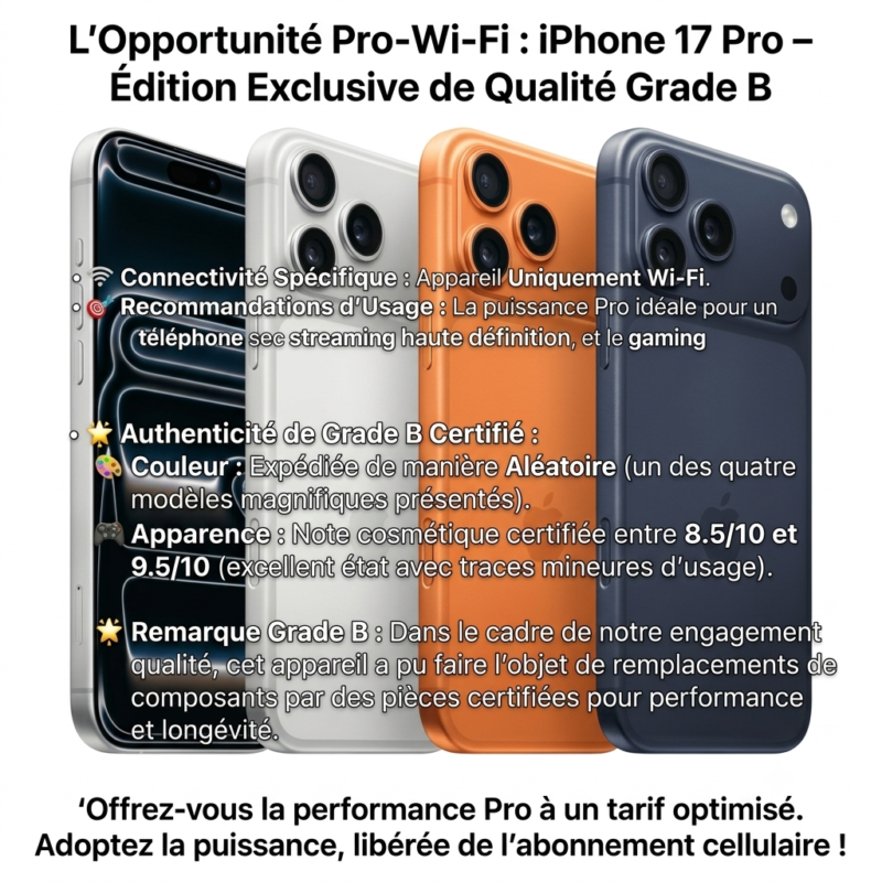 Iphone 17 Pro Wifi d'occasion Grade B Casi Neuf