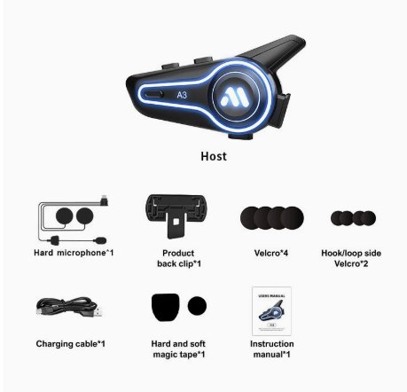 Kit mains-libres Bluetooth pour casque moto A3