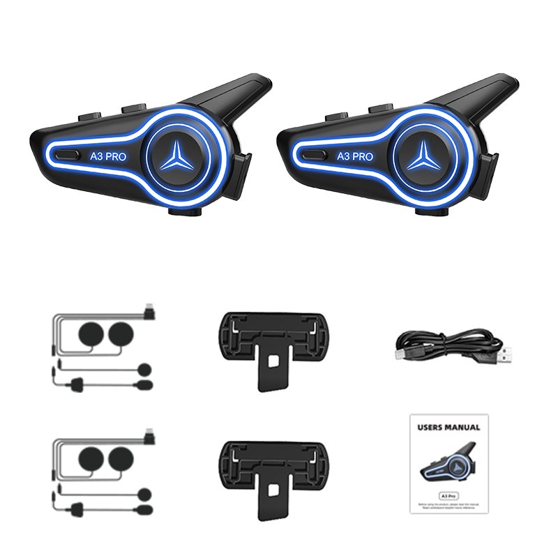 Intercom Bluetooth pour casque moto A3 PRO pack duo