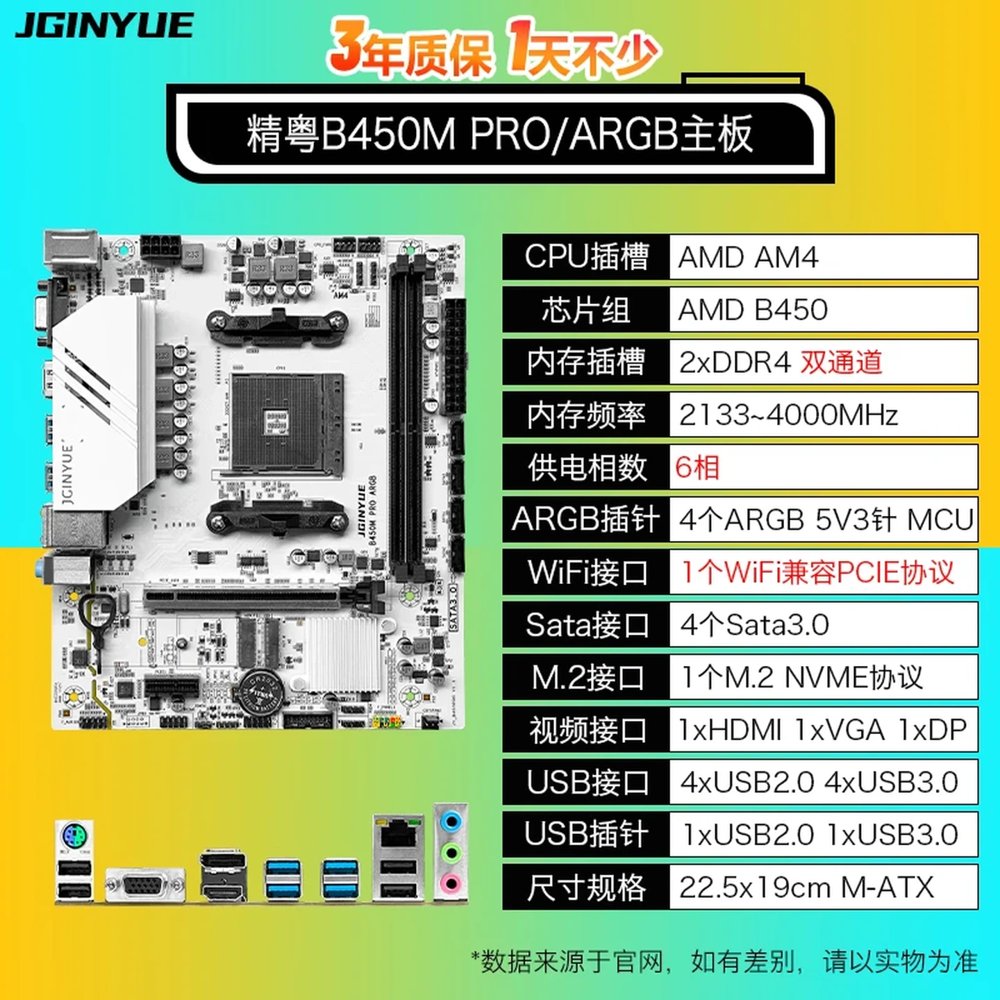 Carte mère Jingyue B450M PRO ARGB