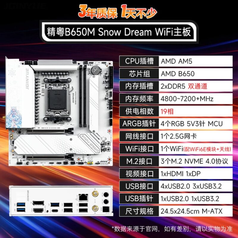 Carte mère Jingyue B650M Snow Dream WIFI