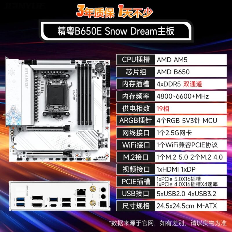Carte mère Jingyue B650E Snow Dream