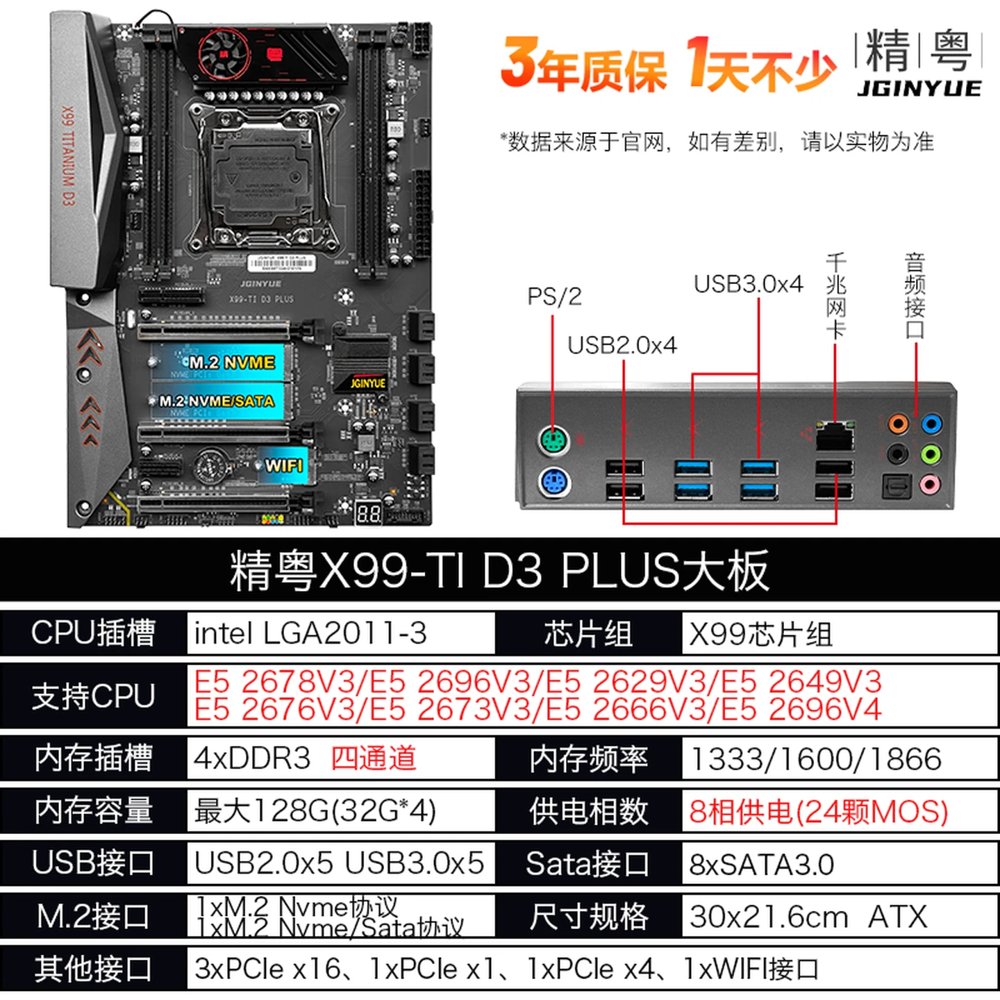 Carte mère Jingyue X99 TI D3 PLUS