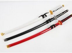 Katana de cosplay — noir 冲田 argent 色刀镡