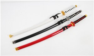 Katana de cosplay — noir 冲田 argent 色刀镡