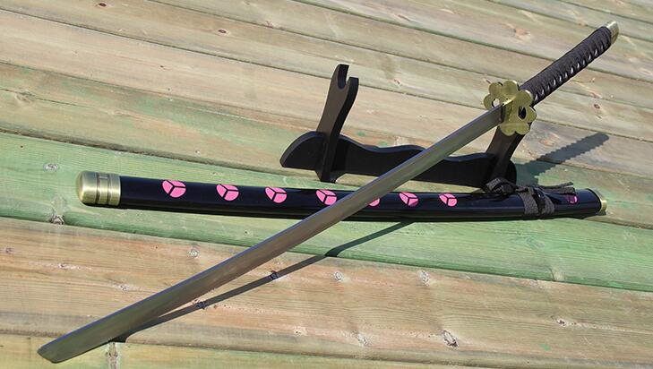 Katana de cosplay — Shusui (One Piece) argenté motif vagues (hamon)