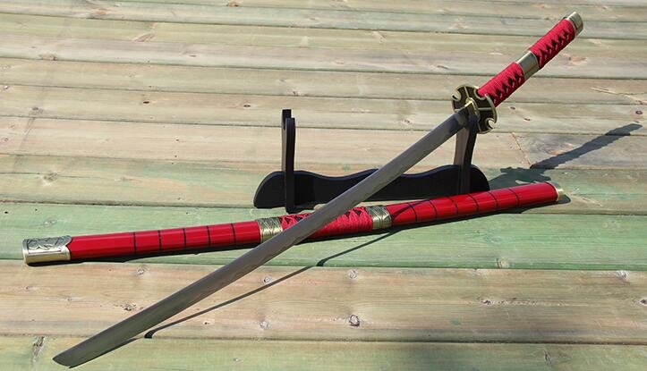 Katana de cosplay — Kitetsu (One Piece) argenté motif vagues (hamon)